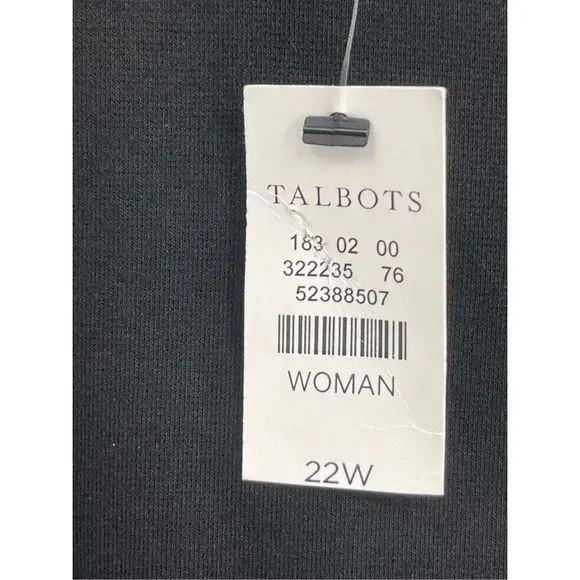 Talbots Dress Women’s Plus Size 22 W Black Bell Ruffle 3/4 Sleeve New‎ - Picture 4 of 12